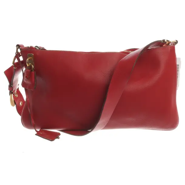 Shoulder Bag, in Red, Leather, Prada