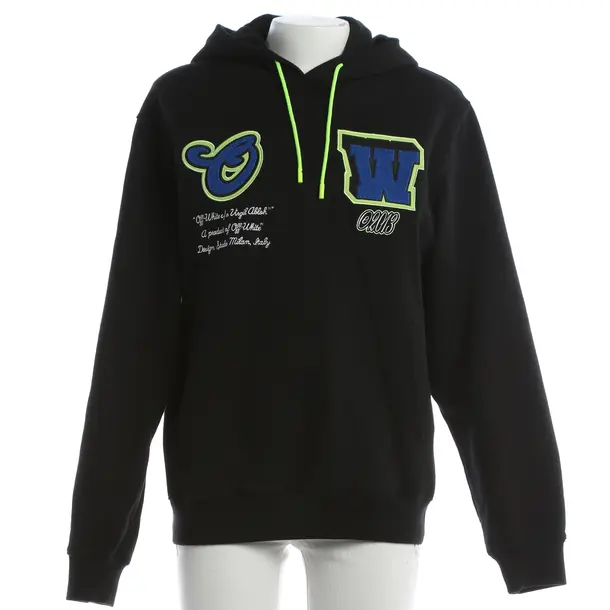 Felpa con cappuccio, in Nero, Cotone, Bianco sporco