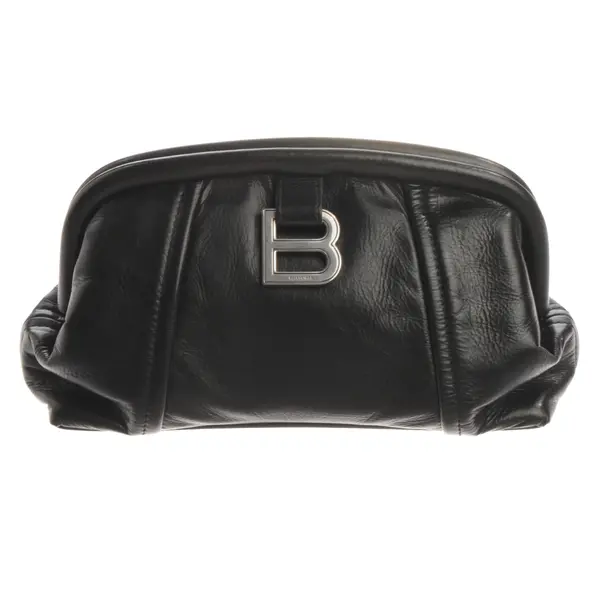 Clutch Bag, in Black, Leather, Balenciaga