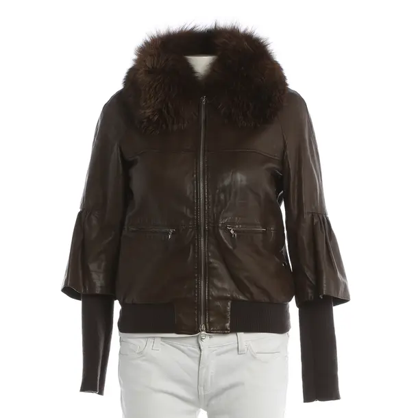 LeatherJacket, in Brown, Leather, Brunello Cucinelli