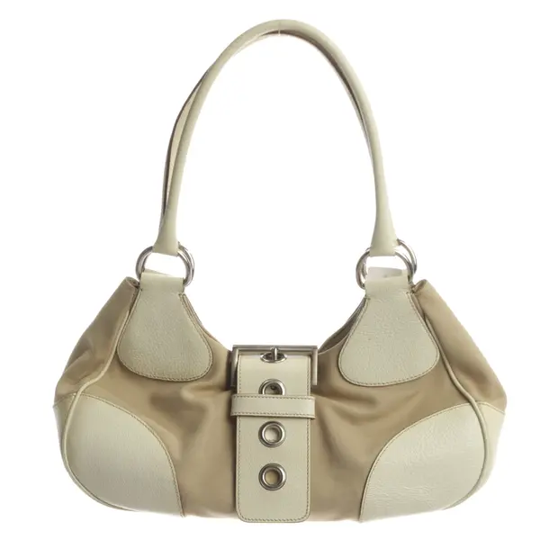 Shoulder Bag, in Beige, Cotton, Prada