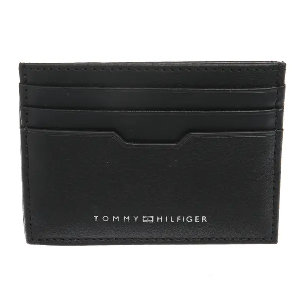Card Holder in Black, Leather, Tommy Hilfiger