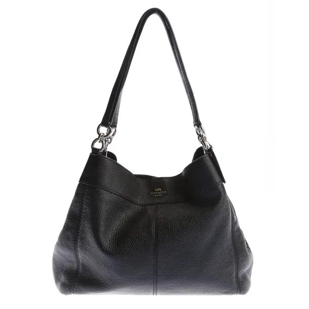 Schultertasche in Schwarz, Leder, Coach