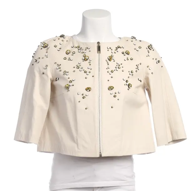 Lederjacke in Weiß, Leder, Elisabetta Franchi