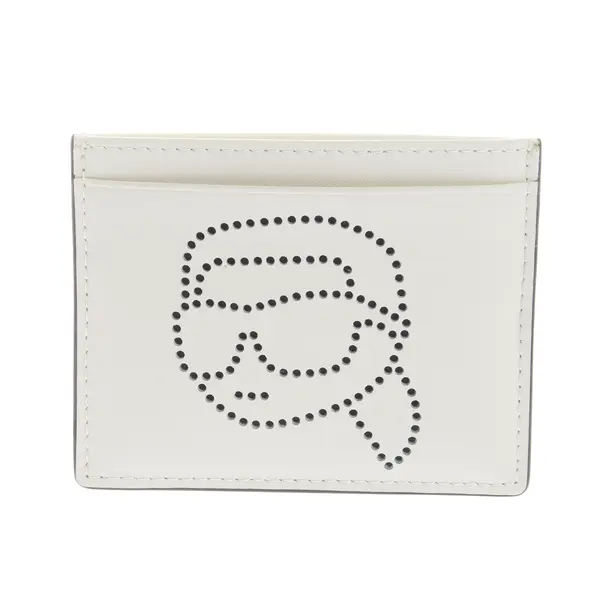 Card Holder in White, Leather, Karl Lagerfeld