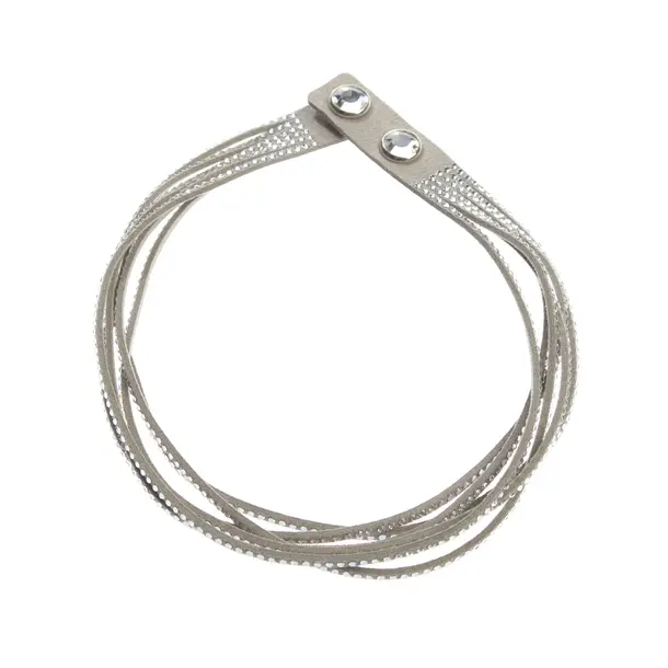 Bracelet, in Light Gray, Leather, Swarovski