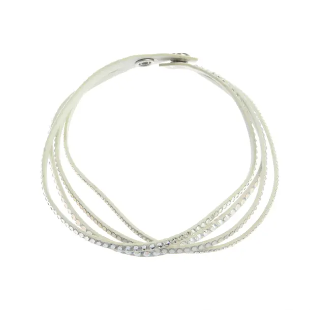 Armband, in Beige, Leder, Swarovski