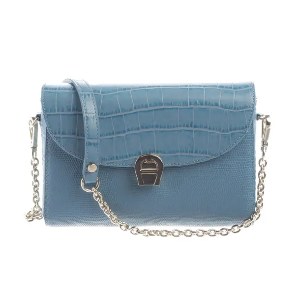 Schultertasche, in Hellblau, Leder, Aigner