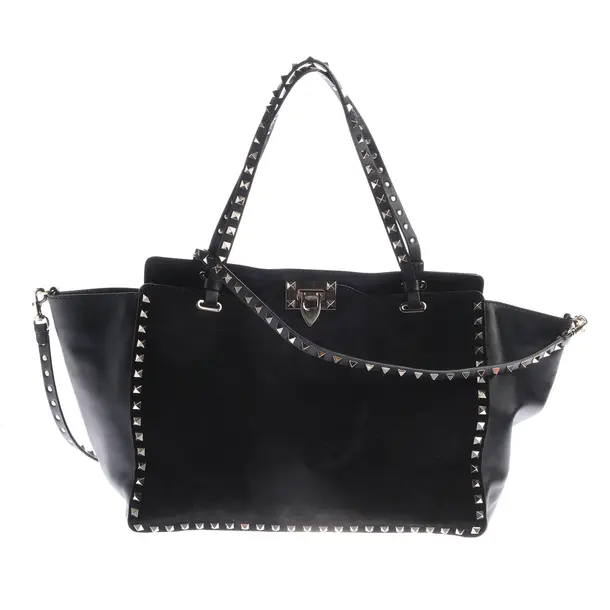 Shopper Bag, in Black, Leather, Valentino