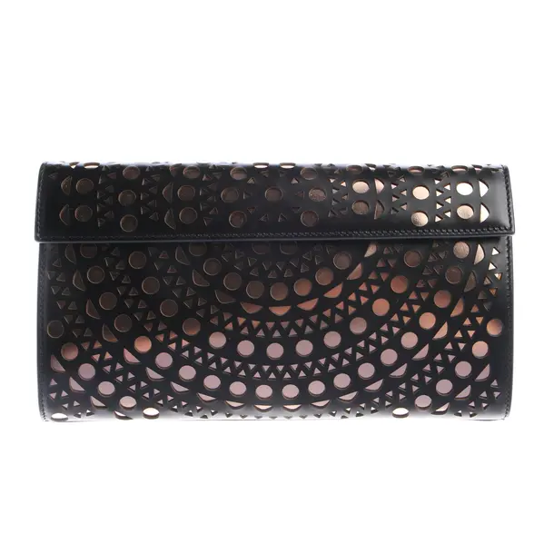 Clutch Bag, in Black, Leather, Alaia