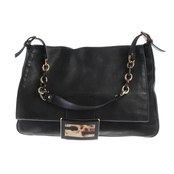 Shoulder Bag, in Black, Leather, Fendi