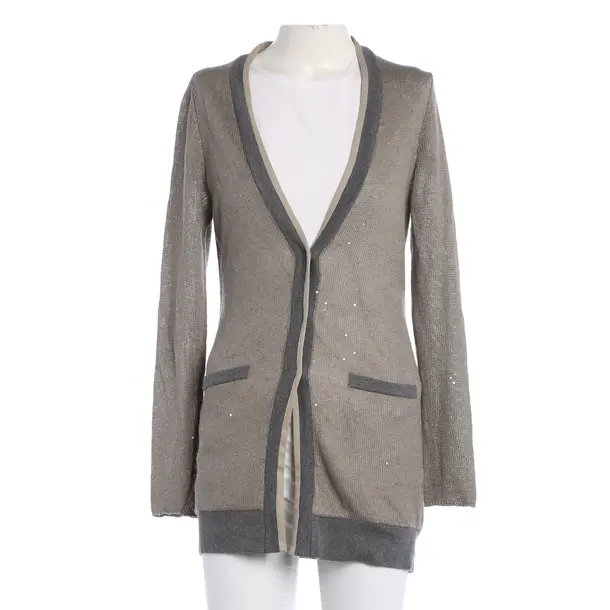 Cardigan, in Light Brown, Linen, Brunello Cucinelli