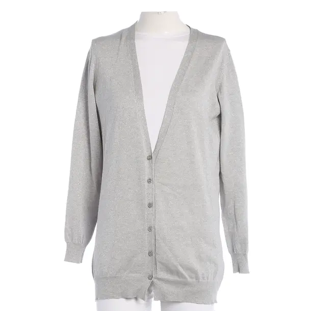 Cardigan, in Silver, Cotton, Fabiana Filippi