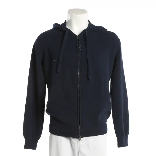 Zip-Up Hoodie, in Navy, Cotton, Roberto Collina