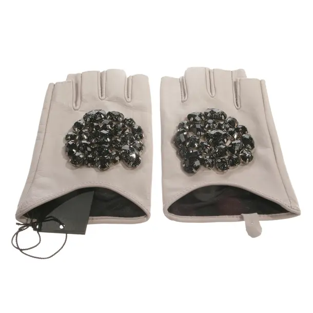 Lederhandschuhe, in Hellgrau, Leder, Karl Lagerfeld