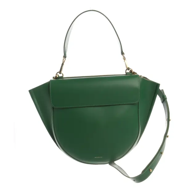 Schultertasche, in Grün, Leder, Wandler