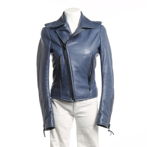 Lederjacke, in Blau, Leder, Balenciaga