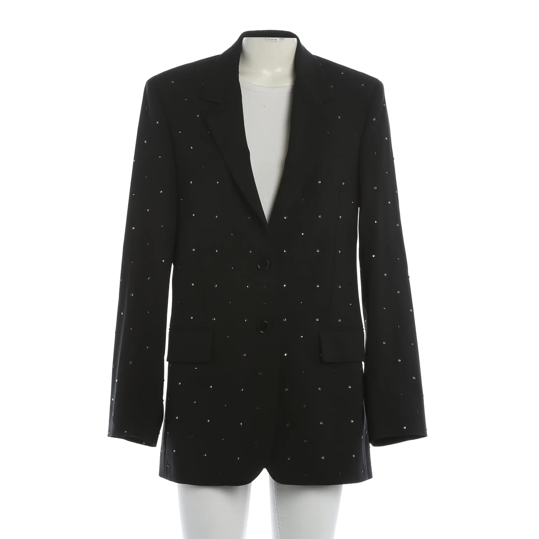 MSGM Blazer (schwarz, Gr. 32) Wolle - gebraucht, Damen, mit Strassbesatz & Reverskragen