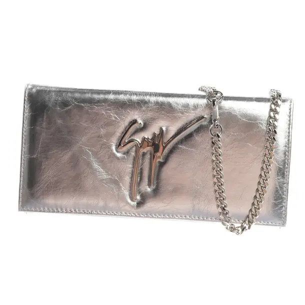 Evening Bag, in Silver, Leather, Giuseppe Zanotti