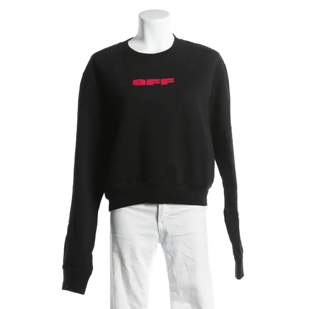 Felpa, in Nero, Cotone, Bianco sporco
