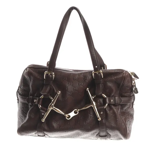 Schultertasche, in Dunkelbraun, Leder, Gucci