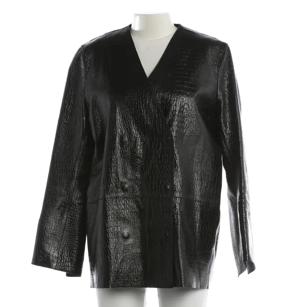 Leather Coat, in Black, Leather, Totême