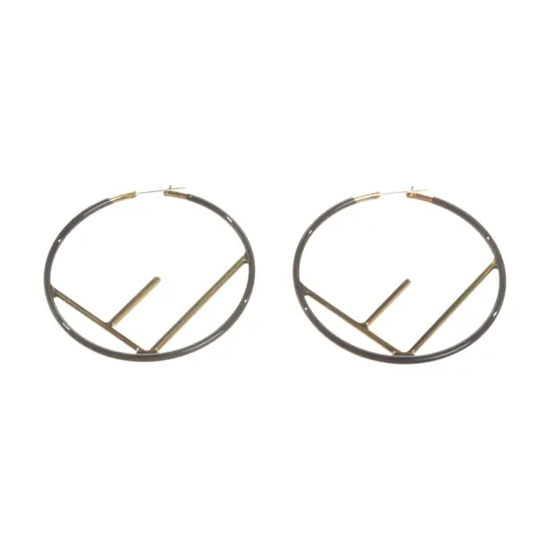 Earrings, in Black, Metal (metallic, metallized), Fendi