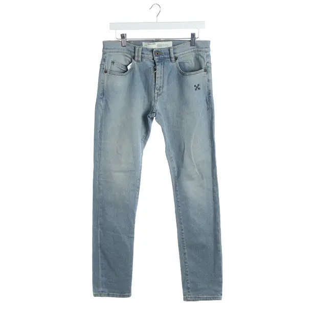 Straight Fit Jeans, in Blue, Cotton, Off-White