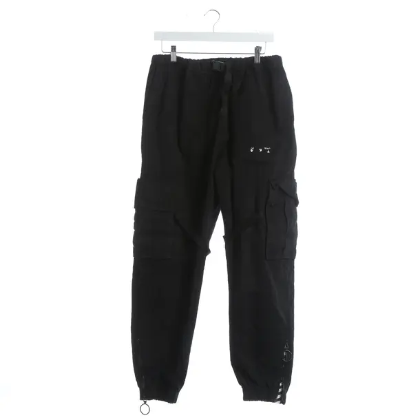 Pants, in Black, Cotton, Off-White