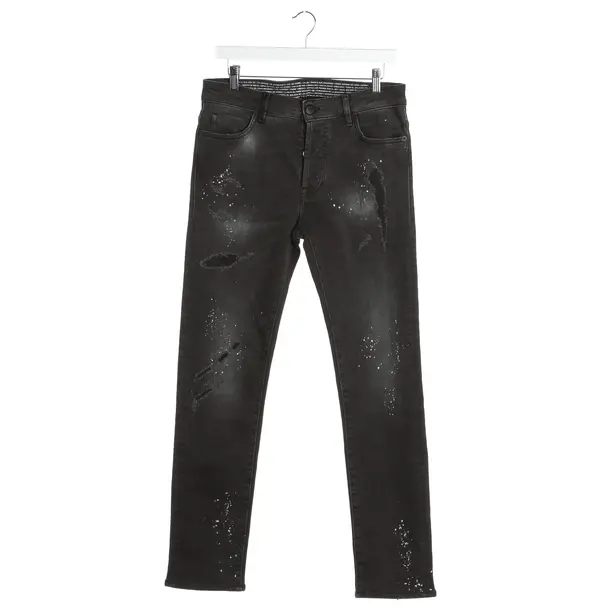 Jeans Straight Fit in Grau, Baumwolle, Marcelo Burlon