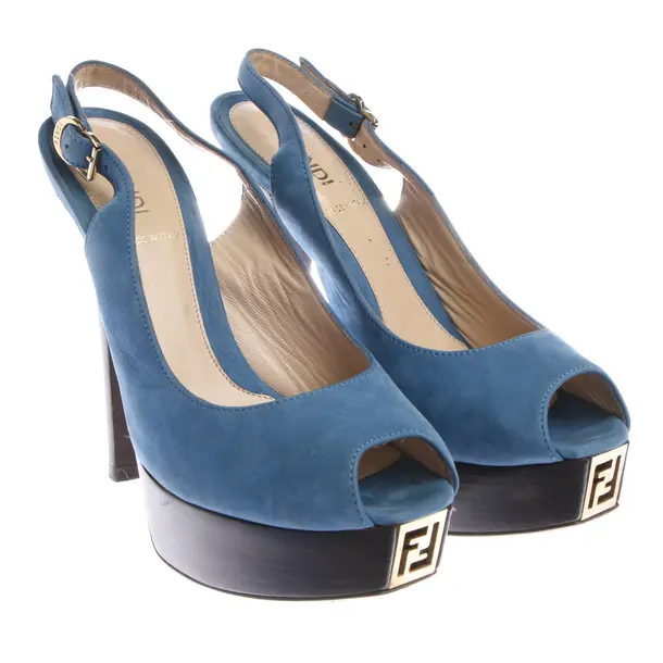 Heeled Sandals in Blue, , Fendi
