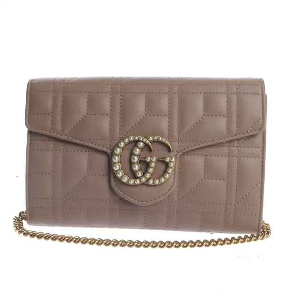 Wallet on Chain in Braun, Leder, Gucci