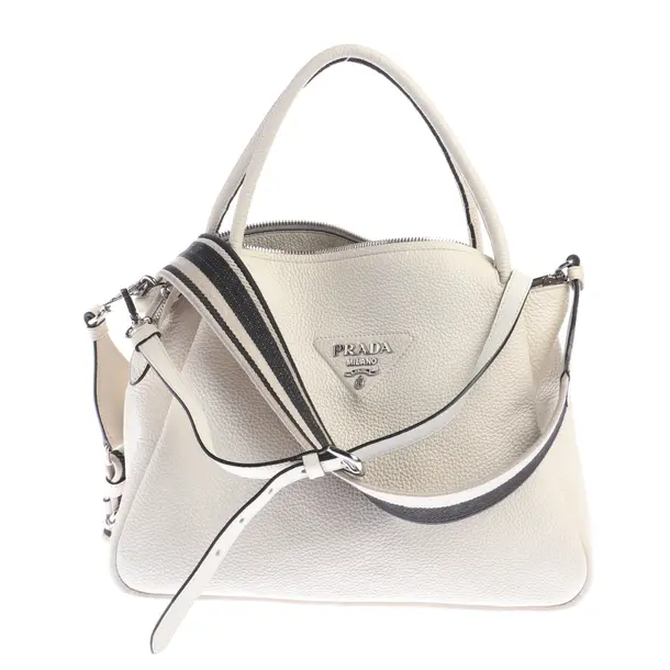 Handbag, in Cream, Leather, Prada