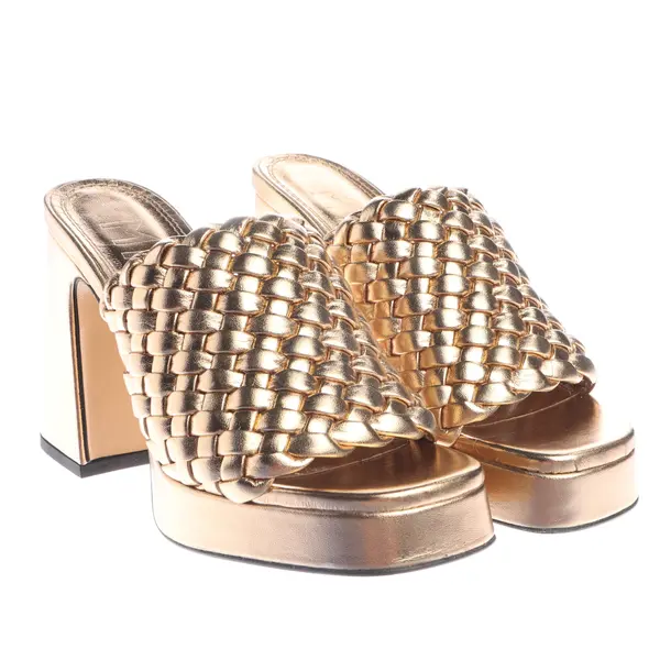 Heeled Sandals, in Gold, Souliers Martinez