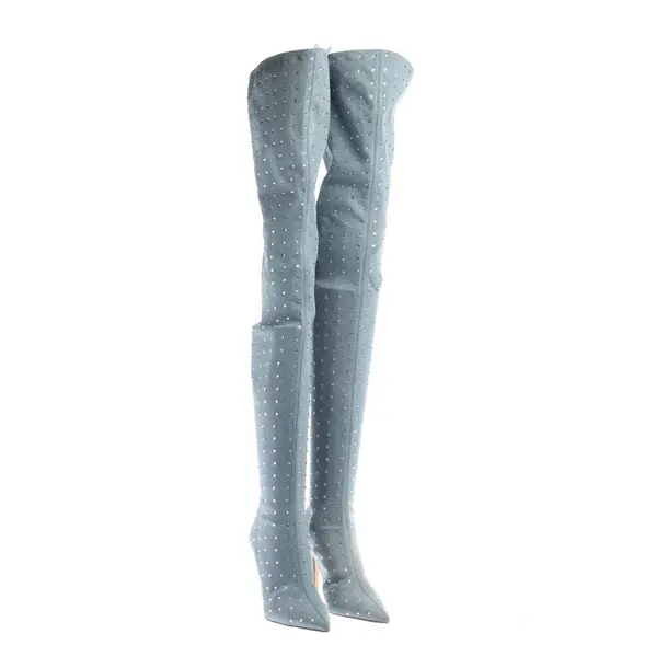 Over-The-Knee Boots in Blue, , Paris Texas