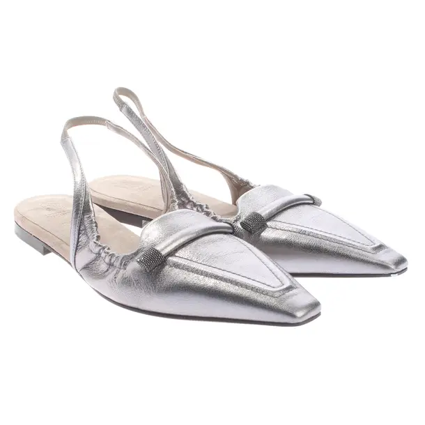 Slingbacks in Metallic, , Brunello Cucinelli
