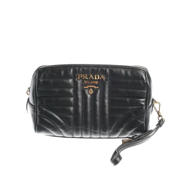 Kosmetiktasche, in Schwarz, Leder, Prada