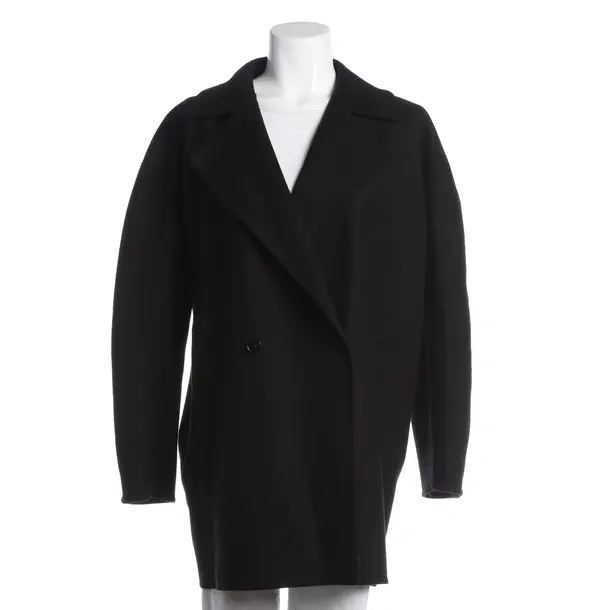Mid-Season Coat, in Black, Wool, Closed