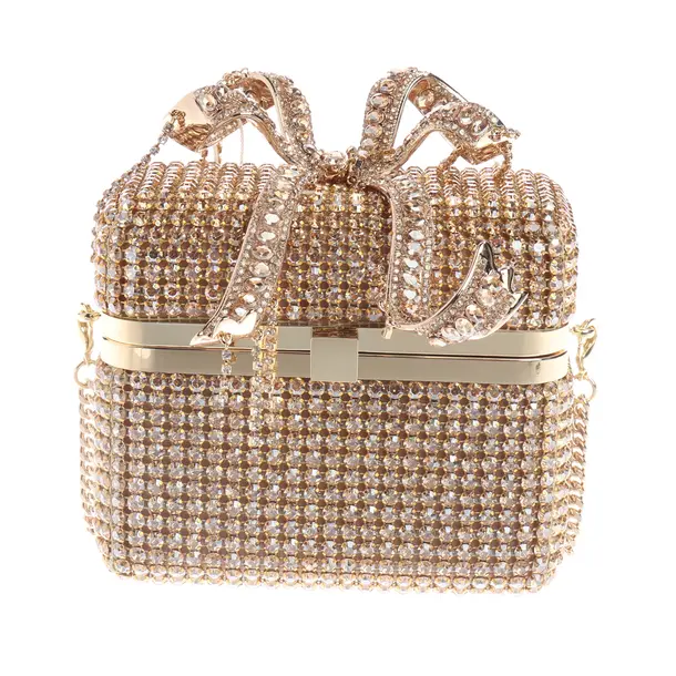 Abendtasche, in Gold, Metall (metallisch, metallisiert), self-portrait