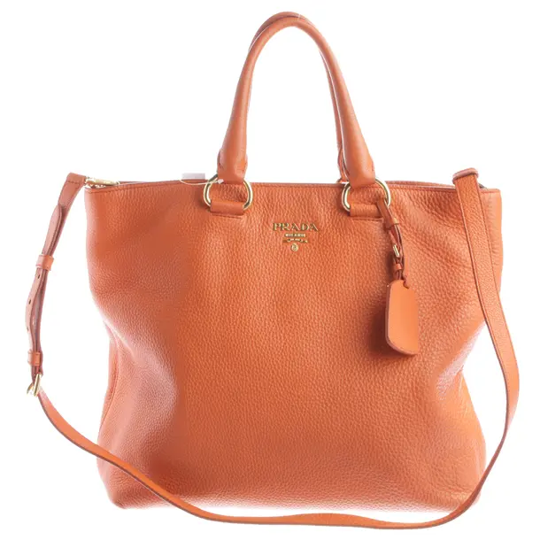 Handbag, in Orange, Leather, Prada