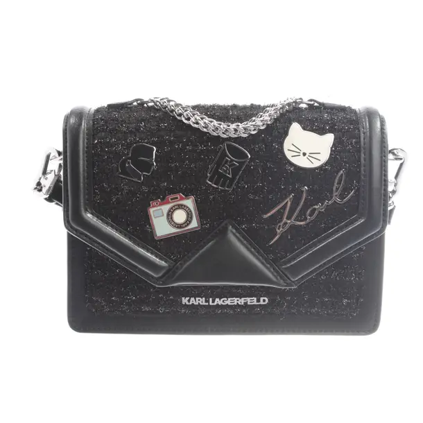 Schultertasche, in Schwarz, Leder, Karl Lagerfeld