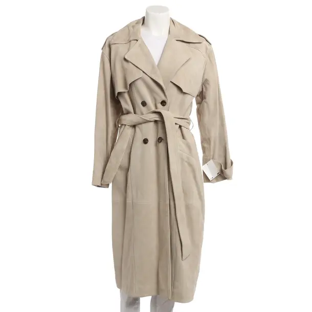 Leather Coat, in Beige, Leather, Anine Bing