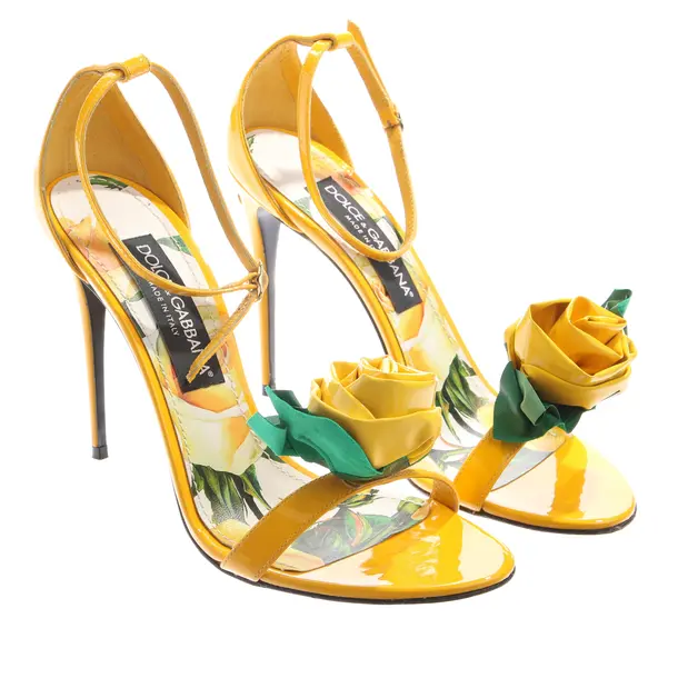 Heeled Sandals in Yellow, , Dolce & Gabbana
