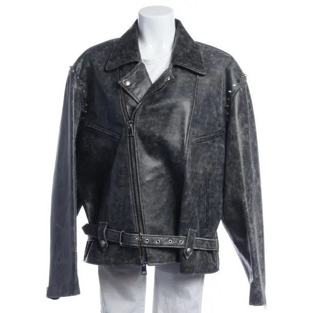 LeatherJacket in Gray, Leather, Alessandra Rich