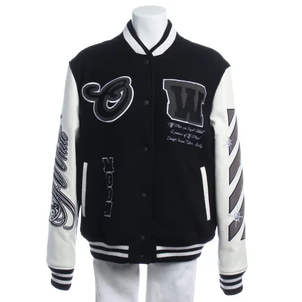 Mid-Season Jacket in Black, Leather, Off-White