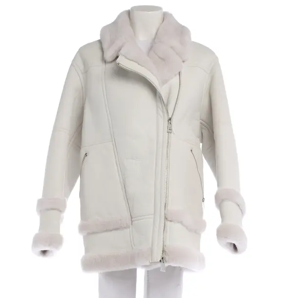 Leather Coat in White, Leather, Blancha
