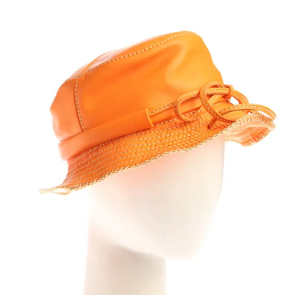 Hat in Orange, Leather, Jacquemus