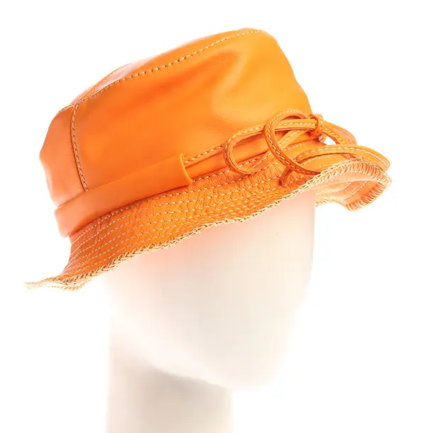 Hat in Orange, Leather, Jacquemus