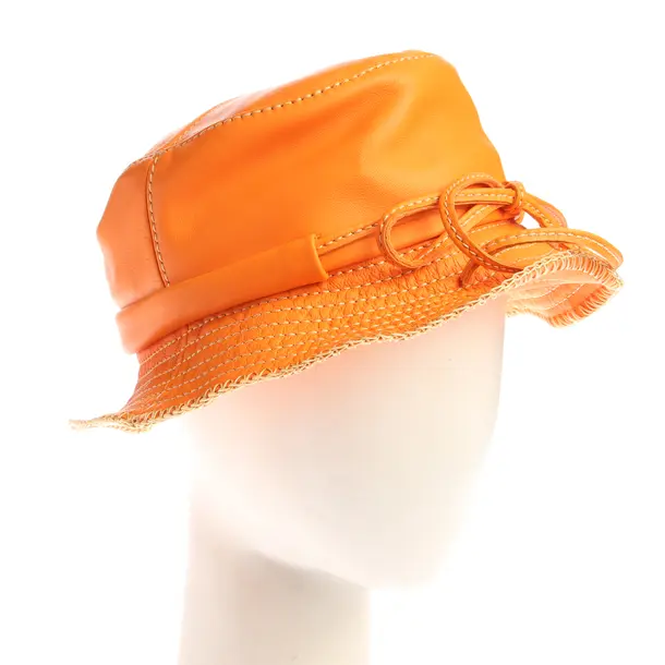 Hat in Orange, Leather, Jacquemus