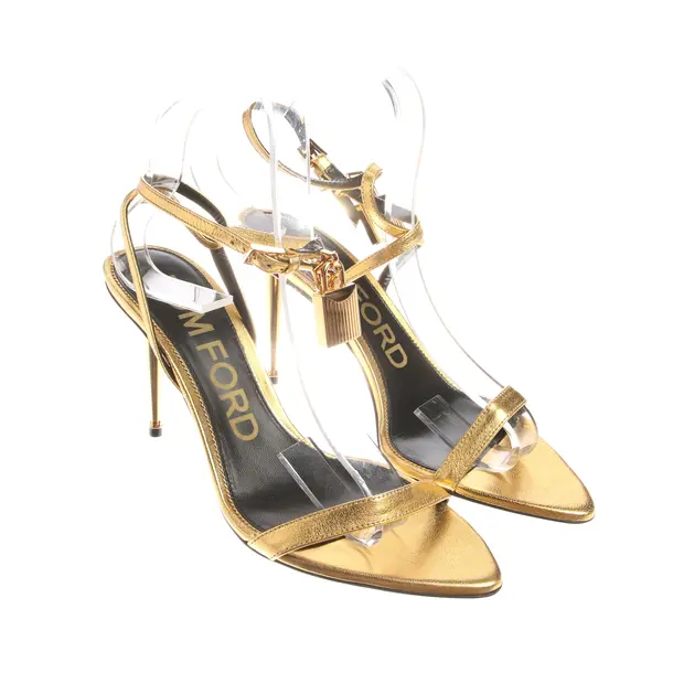 Heeled Sandals in Metallic, , Tom Ford